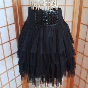 Passport Black Studded Punk Rock Ruffle Skirt